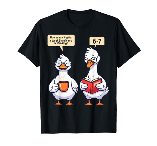 How Many Nights Reading Goose Book Lover Reader T-Shirt