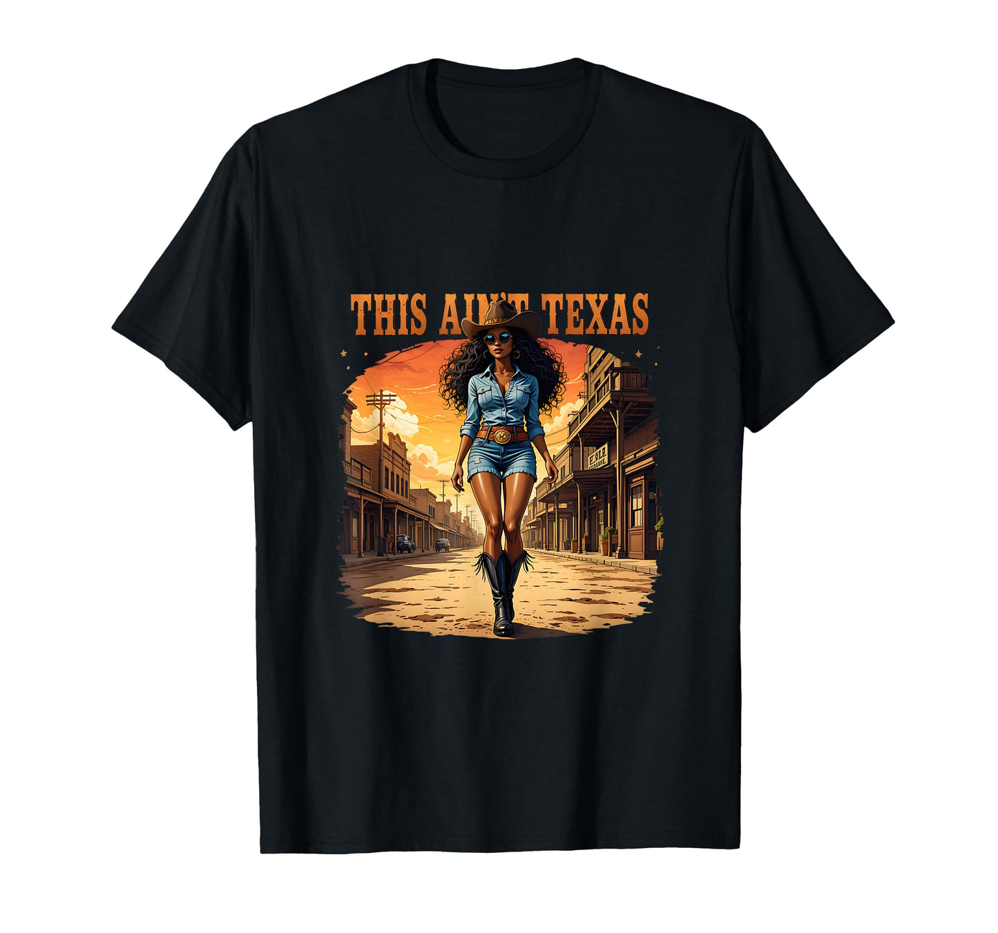 Melanin This Ain’t Texas African American Cowgirl Western T-Shirt