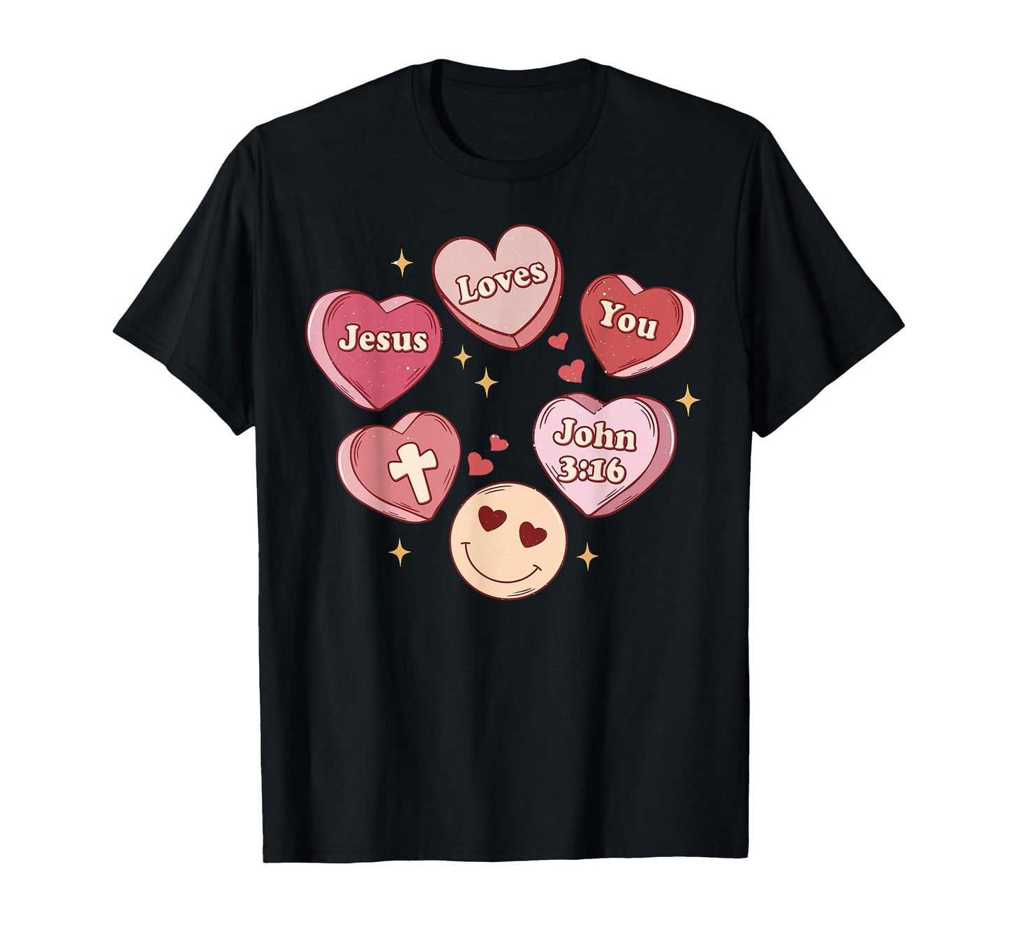 Jesus Loves You Groovy Christian Valentines Hearts T-Shirt