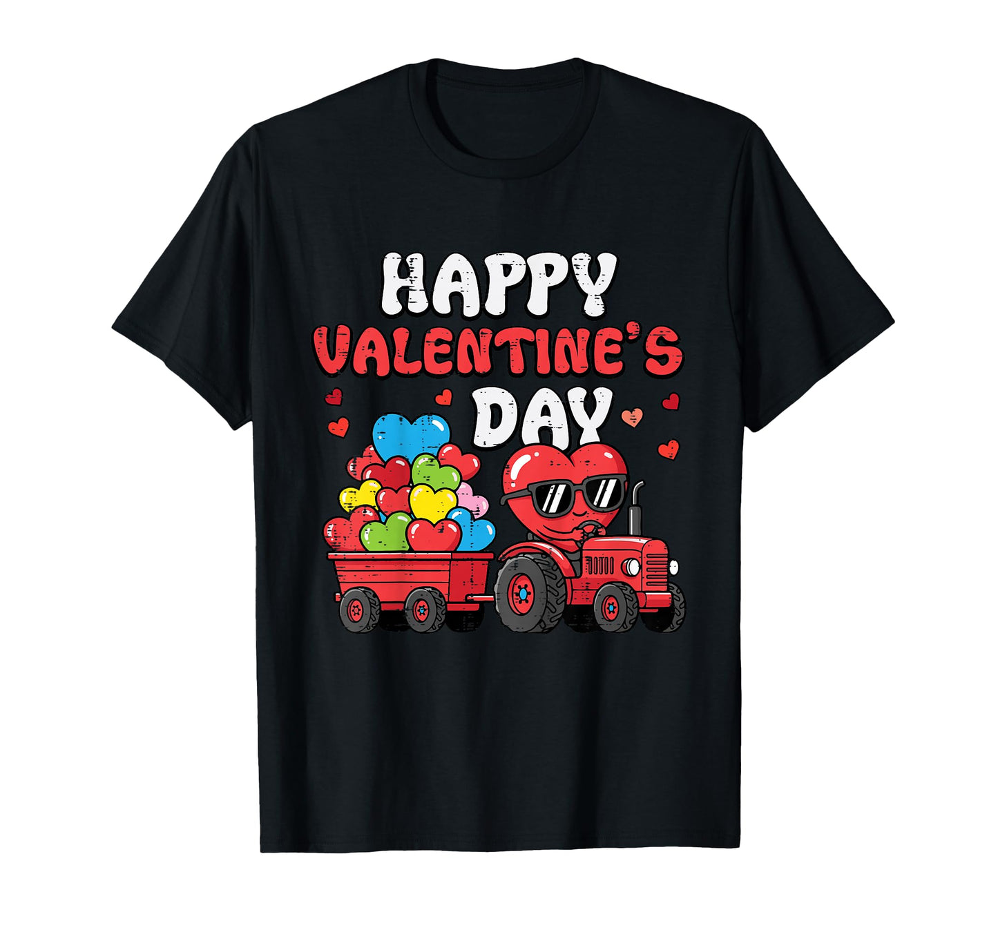 Kids Happy Valentines Day Tractor Heart Farm Toddler Boys Kids T-Shirt