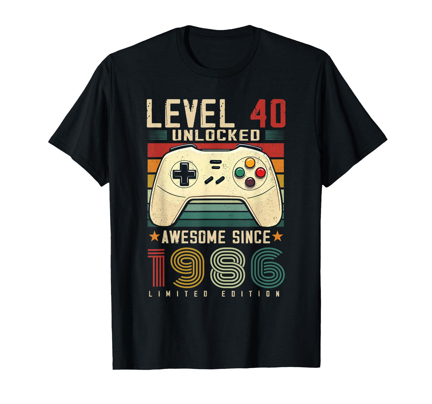Level 40 Unlocked Awesome Since 1986 40th Birthday Gaming T-Shirt