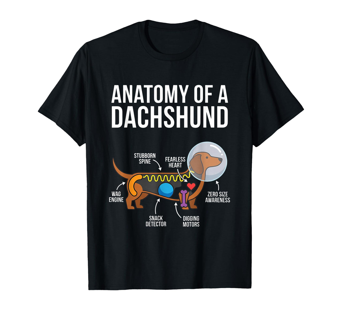Dachshund Anatomy Diagram Funny T-Shirt