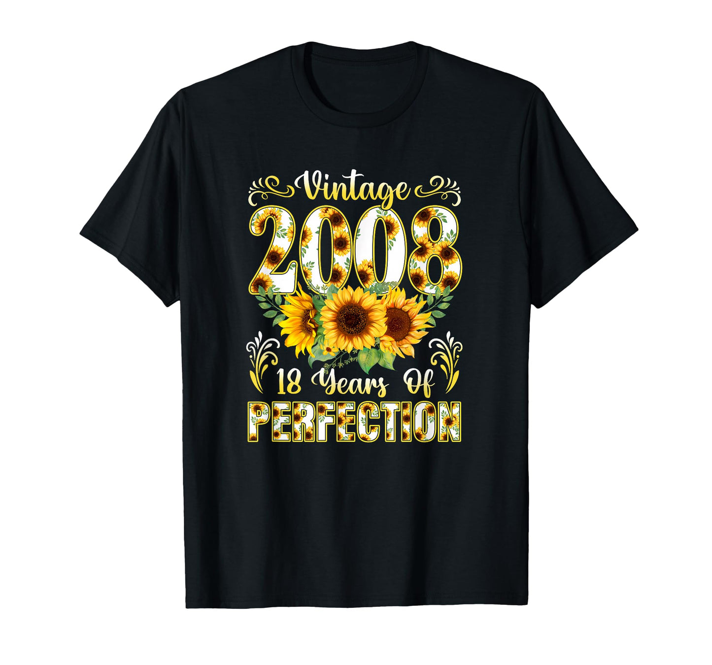 18 Year Old Vintage 2008 Sunflower 18th Birthday Girl Women T-Shirt