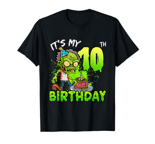 It's My 10th Birthday Zombie Lover 10 Year Old Boys Girls T-Shirt