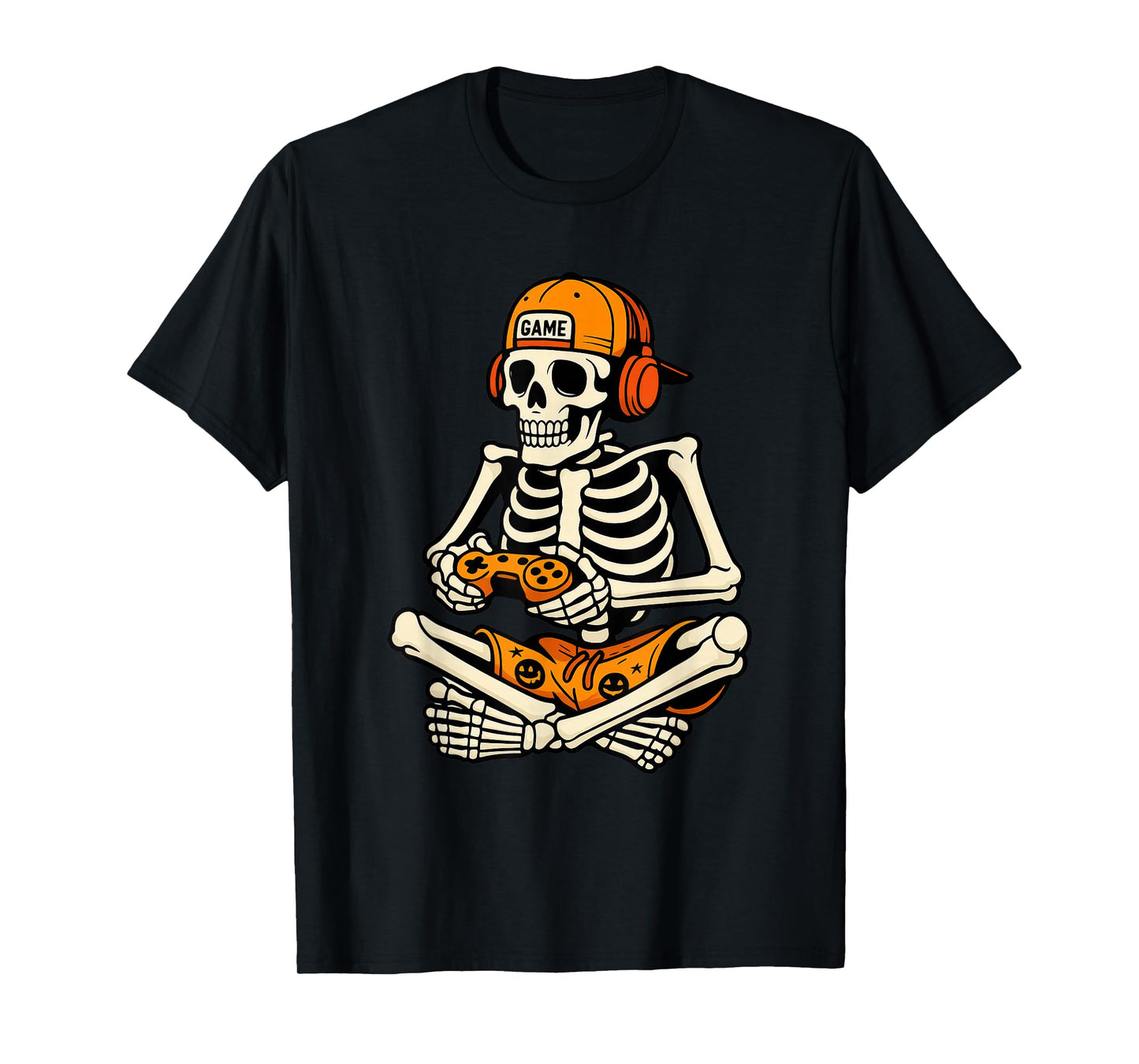 Skeleton Gamer Headphone Funny Halloween Gaming Boys Kids T-Shirt
