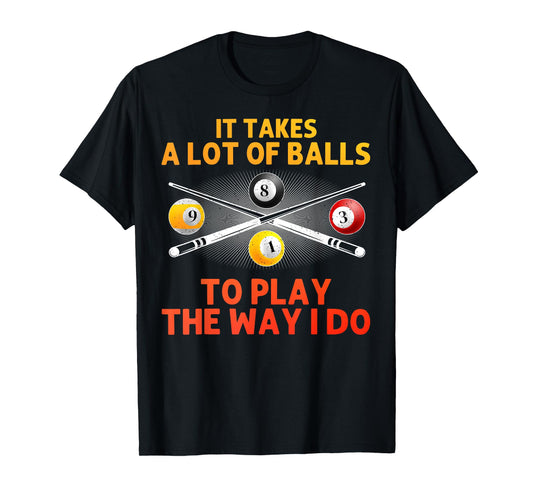 Funny Pool Design For Men Boys Billiard Lover Pool Player T-Shirt