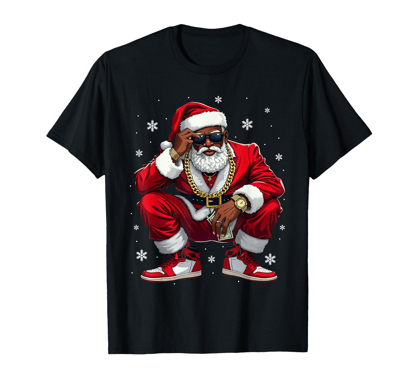 African American Santa Christmas Black Xmas Women Men Kids T-Shirt