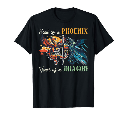 Soul of Phoenix Heart Dragon Fantasy Mythical Men Women Kids T-Shirt