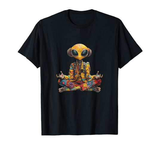 Funny Yoga Meditation Hippie Alien Tie-Dye Peace 70s Groovy T-Shirt