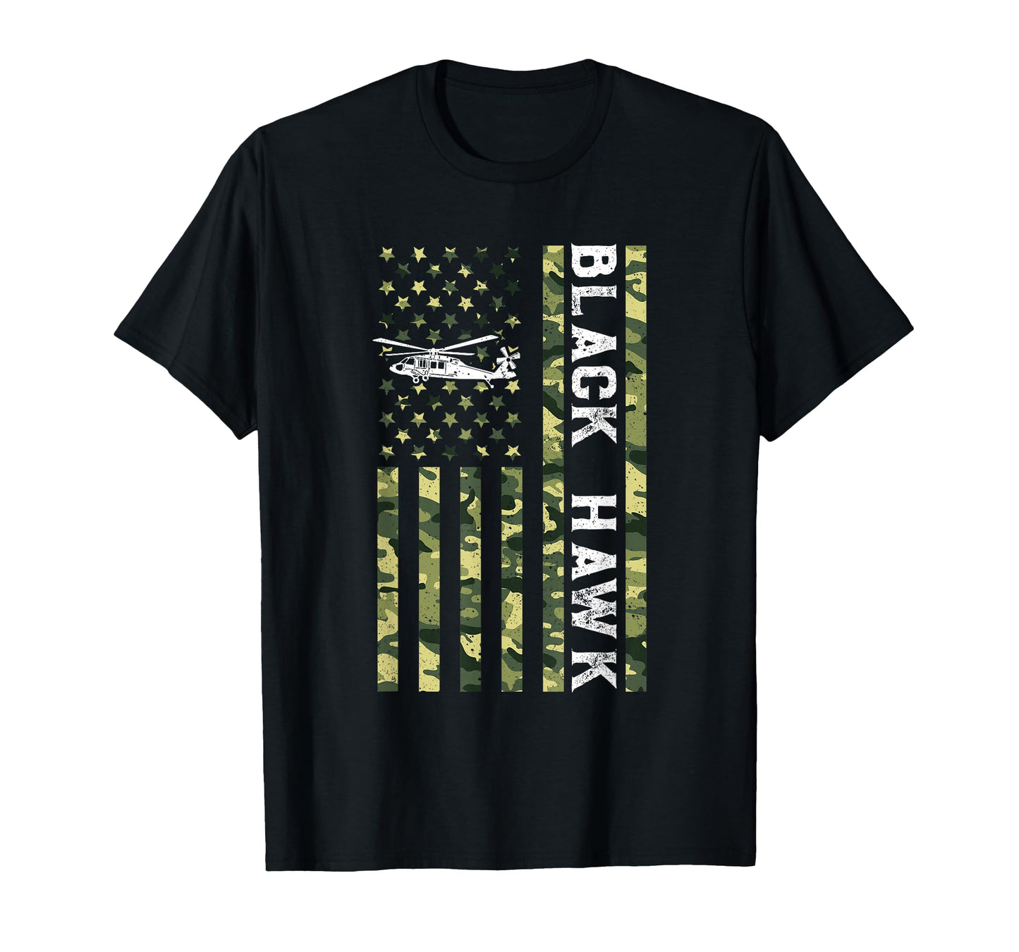 Patriotic USA Flag Military Helicopter UH-60 Black Hawk T-Shirt