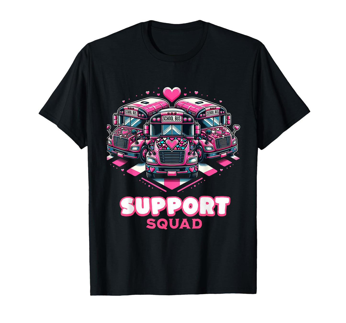 Support Squad Pink Leopard School Bus Driver Breast Cancer T-Shirt