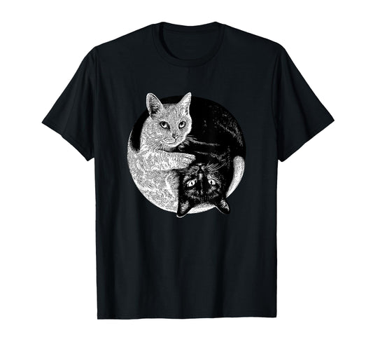 Yin and Yang Black and White Cats Pet Lover T-Shirt