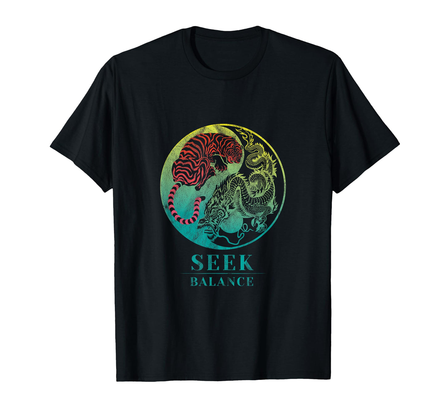 Yin Yang Symbol Dragon Tiger Seek Balance Male Female T-Shirt