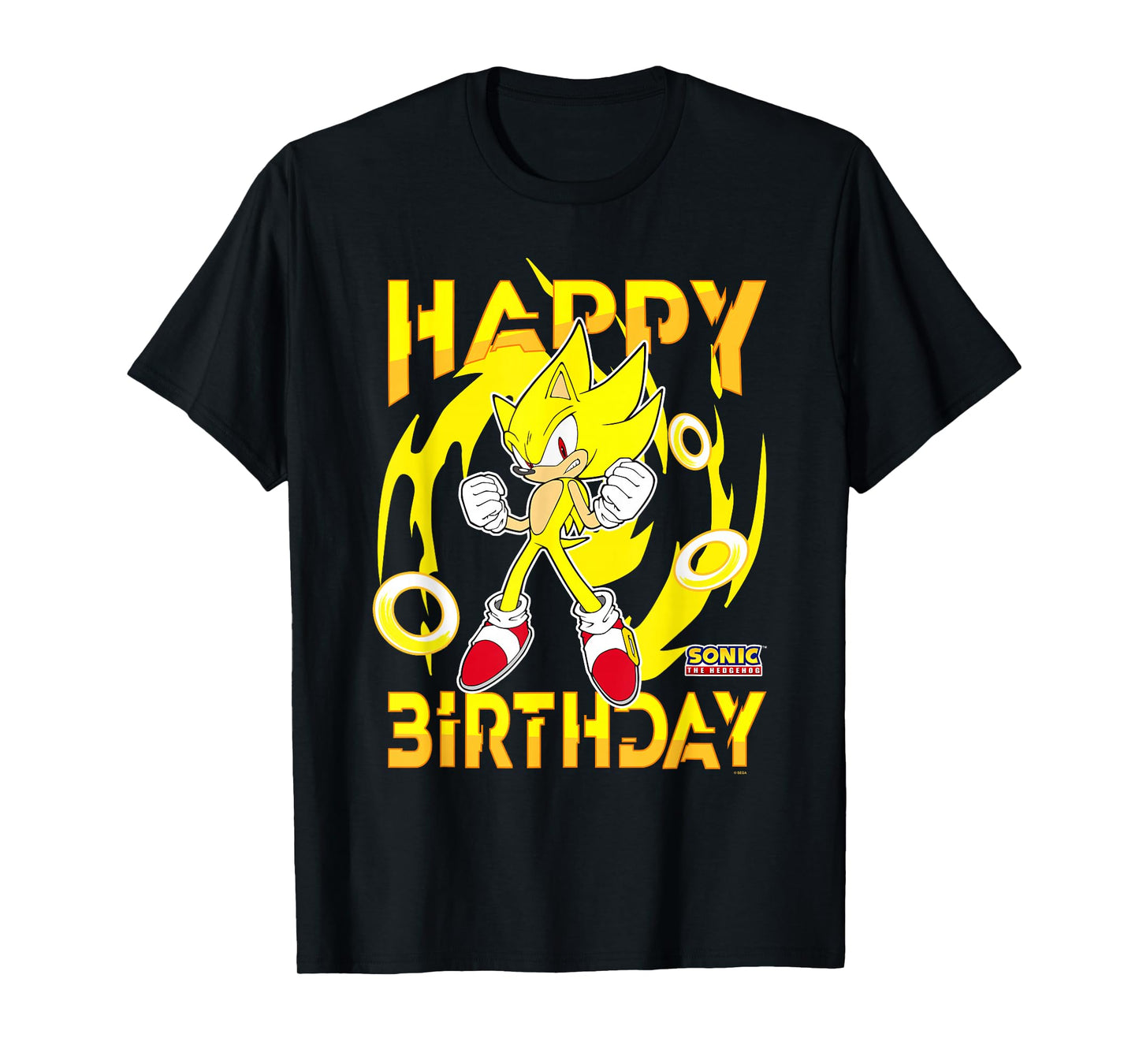 Sonic The Hedgehog Happy Birthday Super Sonic Chest Poster T-Shirt