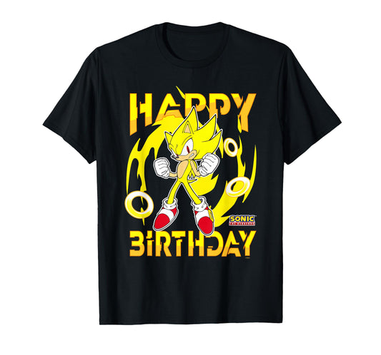 Sonic The Hedgehog Happy Birthday Super Sonic Chest Poster T-Shirt