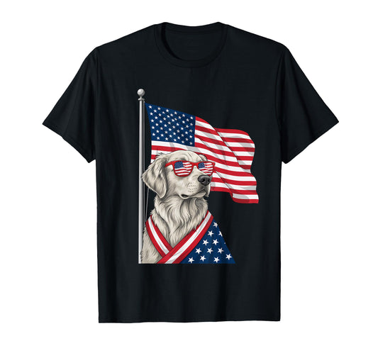 Dog Patriotic Dog American Flag Sunglasses - 4th of July Pri T-Shirt