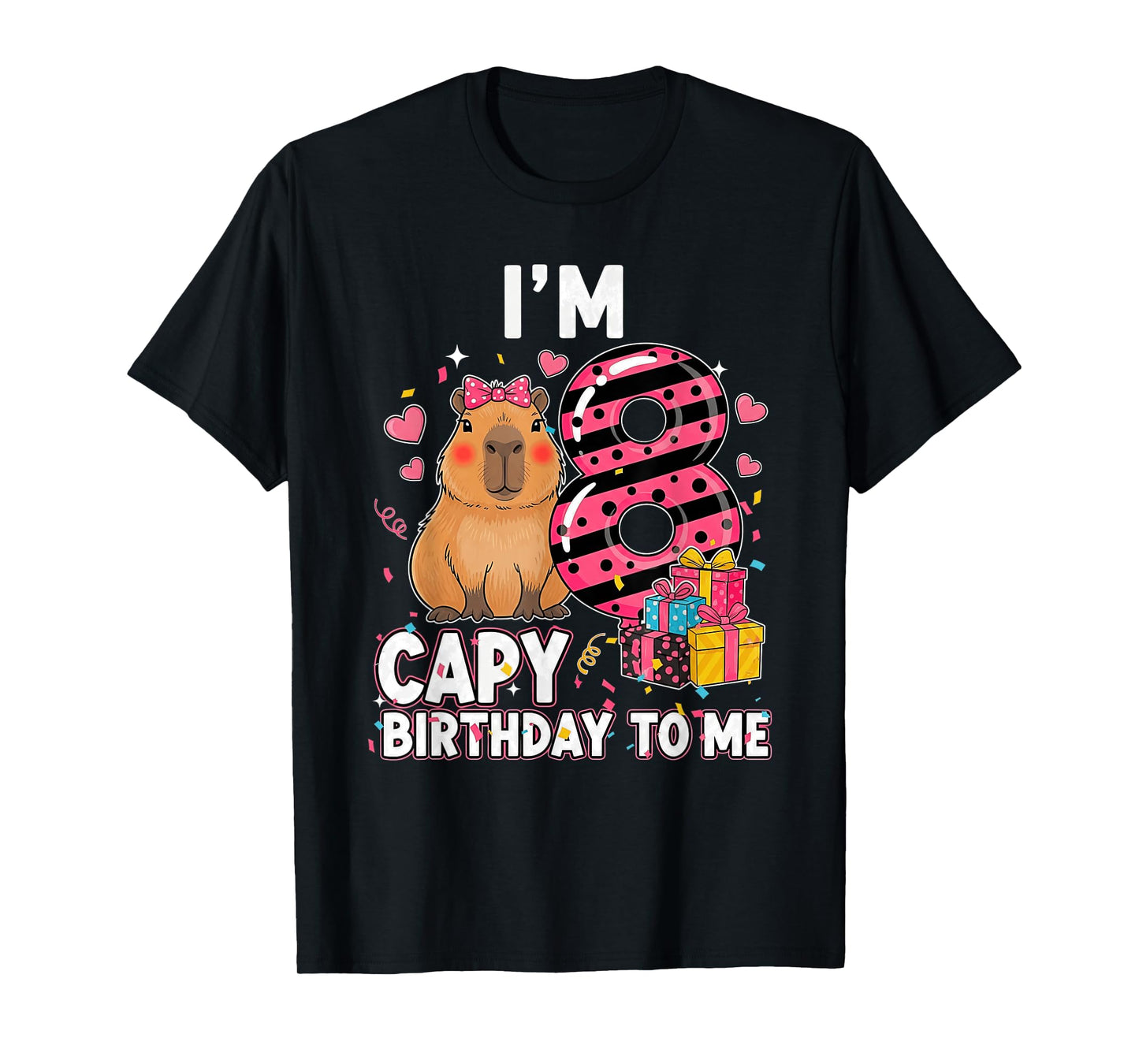 8 Years Capy Birthday to Me Girls 8th Birthday Capybara T-Shirt