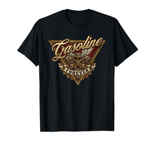 Retro Vintage Gasoline Forever T-Shirt Mens Car Mechanic T-Shirt