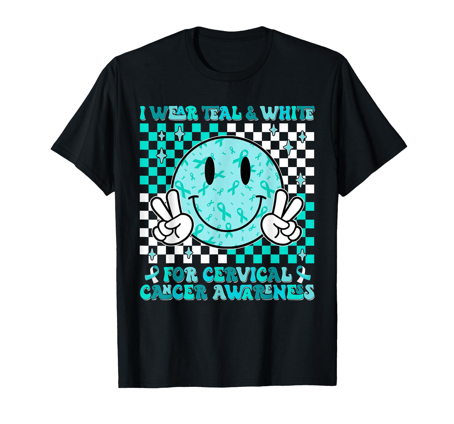 in January We Wear Teal and White Cervical Cancer Awareness T-Shirt