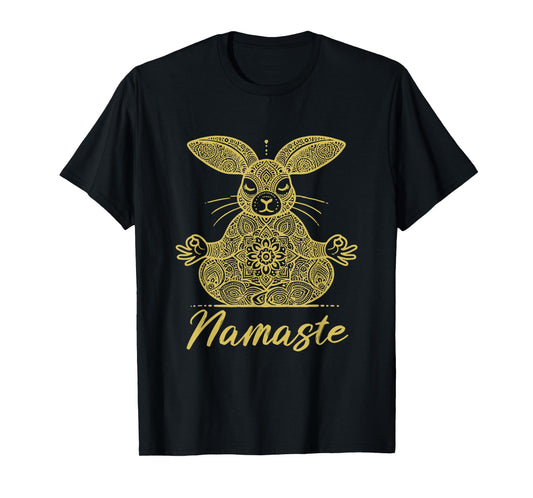 Namaste Rabbit with Mandala Funny Yoga Meditation Rabbit T-Shirt