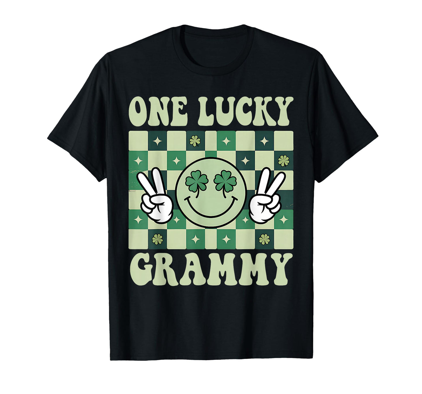 St Patricks Day Groovy Shamrock One Lucky Grammy Paddy's Day T-Shirt