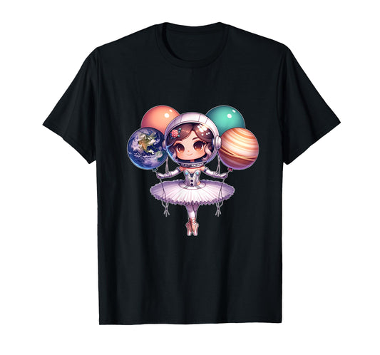 Cute ballerina girl space astronaut funny space ballons T-Shirt