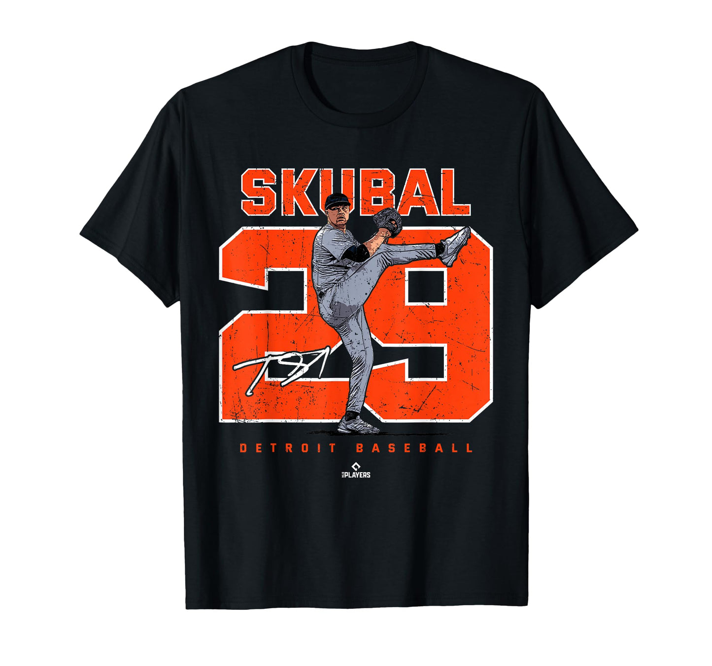 Number and Portrait Tarik Skubal Detroit Baseball MLBPA T-Shirt