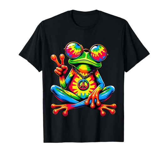 Tie-Dye Peace Frog Peace Sign Hippie T-Shirt