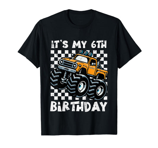 Kids Its My 6th Birthday Monster Truck 6 Year Old Bday Boys Kids T-Shirt