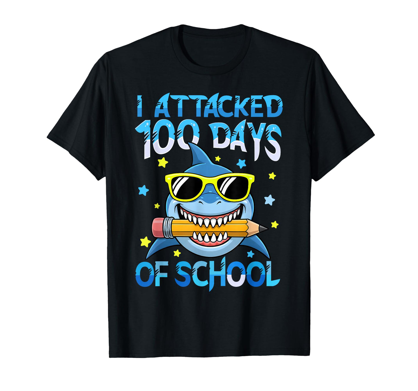 Funny 100 Days of School Shark Kids Boys 100th Days Toddler T-Shirt
