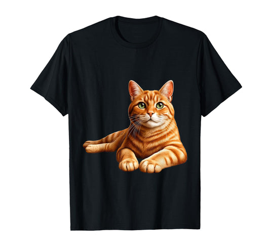 Realistic Orange Tabby Cat Cute Pet Portrait T-Shirt for Men Women Kids