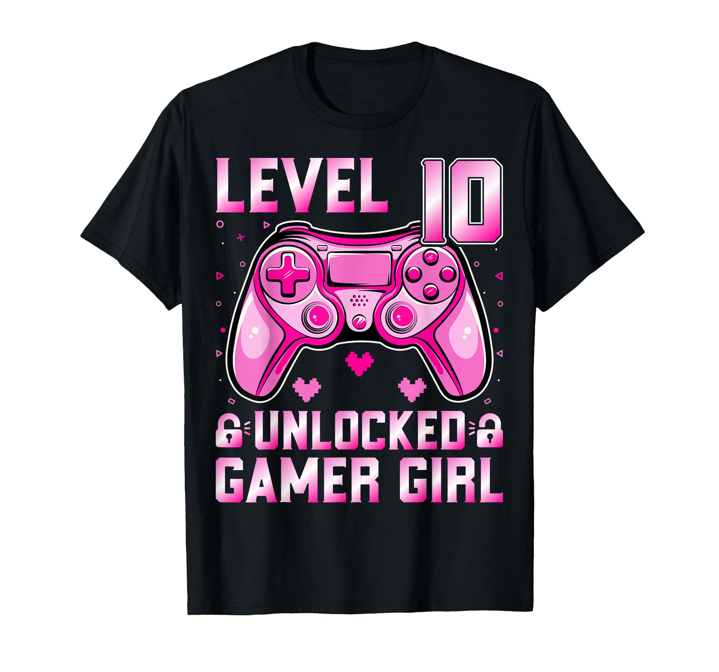 Level 10 Unlocked Gamer Girl Video Gamer 10th Birthday T-Shirt