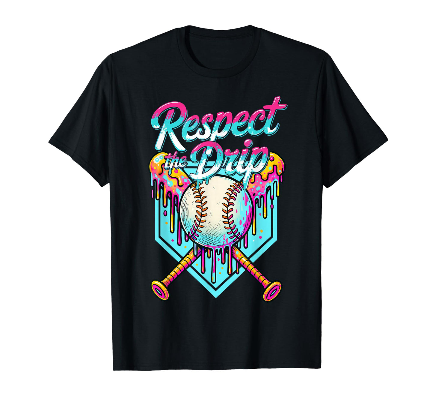 Baseball Drip Ice Cream Dripping Respect The Drip T-Shirt