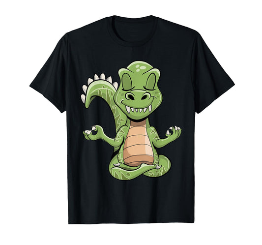 Dino Yoga Dinosaur Dragon Meditating T-Rex Yogasaurus Zen T-Shirt