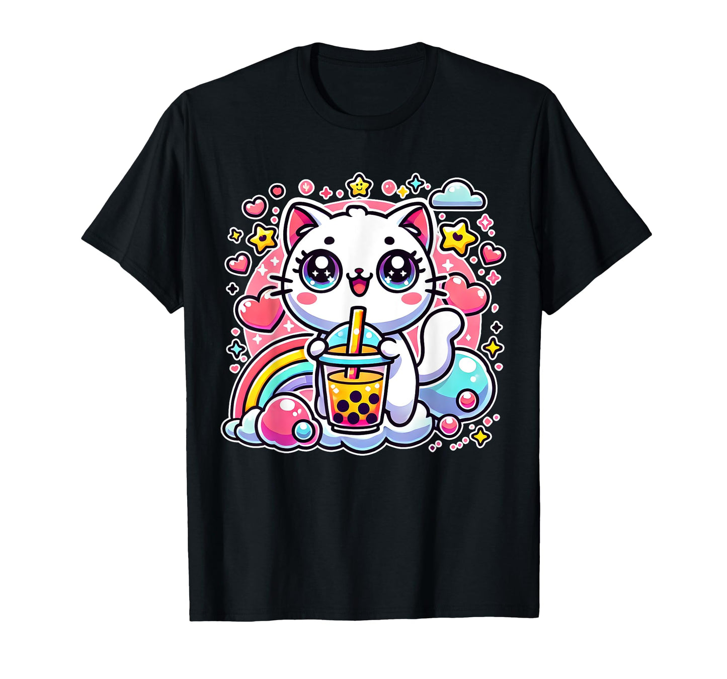 Cute Cat Boba Tea Bubble Tea Anime Kawaii Neko Gift Idea T-Shirt for Men Women Girls Kids