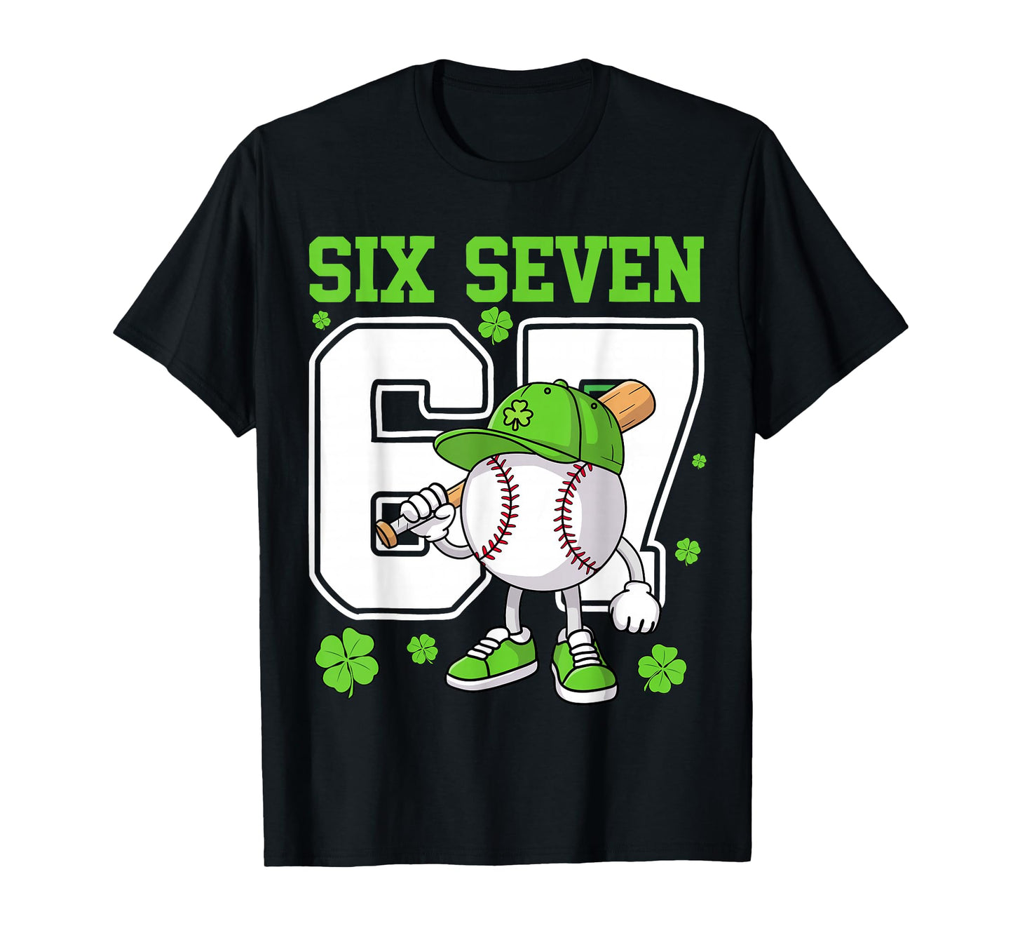 Boys St Patricks Day 67 Six Seven Baseball Ice Cream Drip T-Shirt