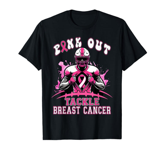 Pink Out Tackle Breast Cancer Awareness American Football T-Shirt
