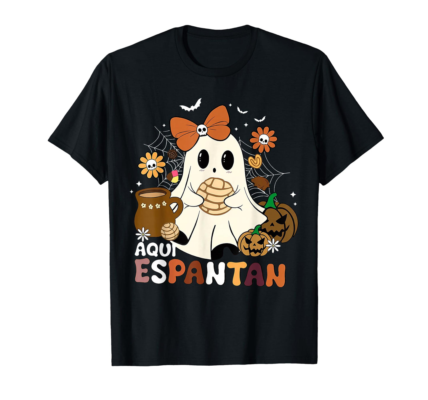 Aqui espantan Dia de Muertos Spanish Mexican Halloween Funny T-Shirt