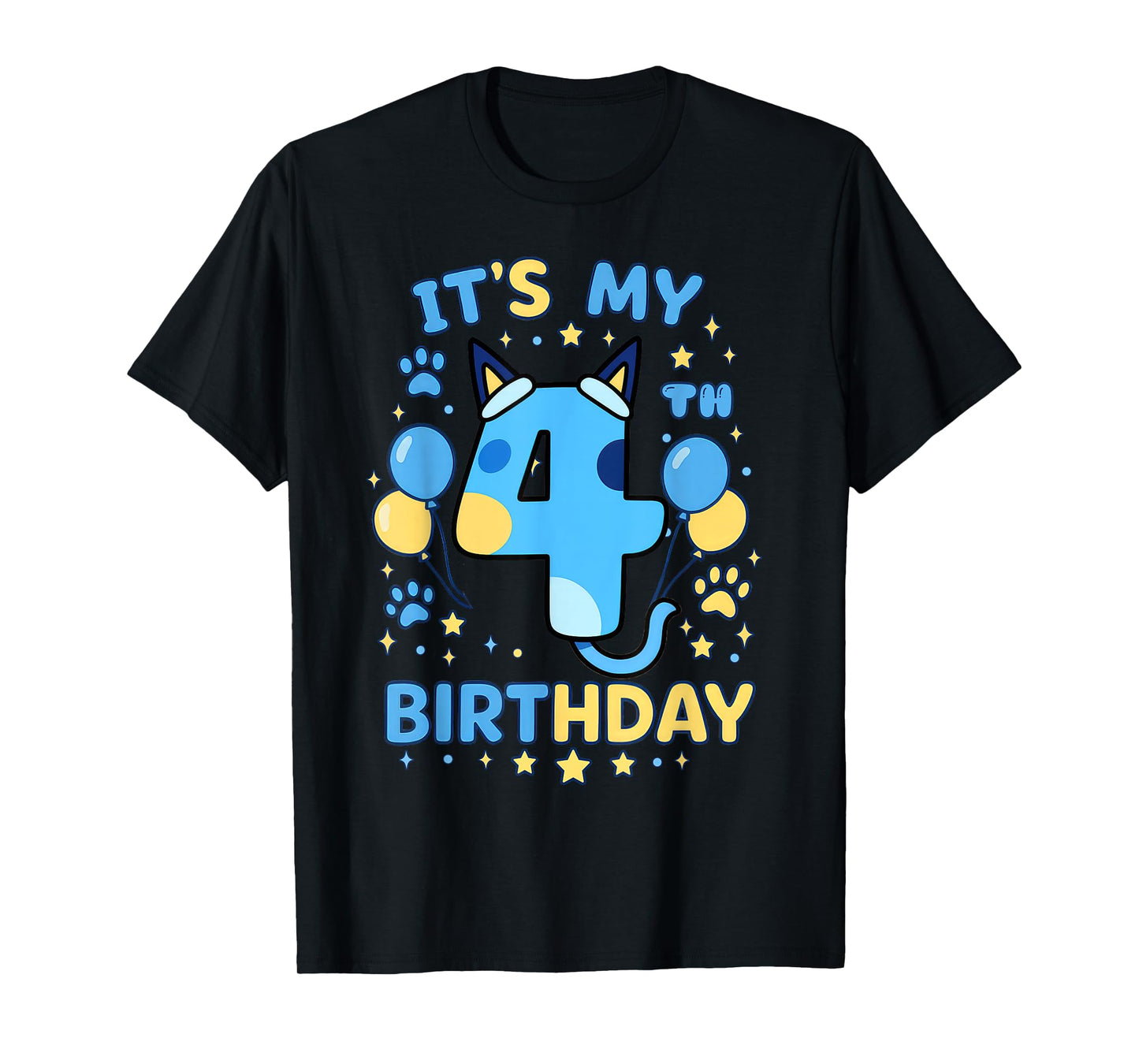 Blue Dog 4th Birthday Boy Theme Party Four Cool 4 Year Old T-Shirt