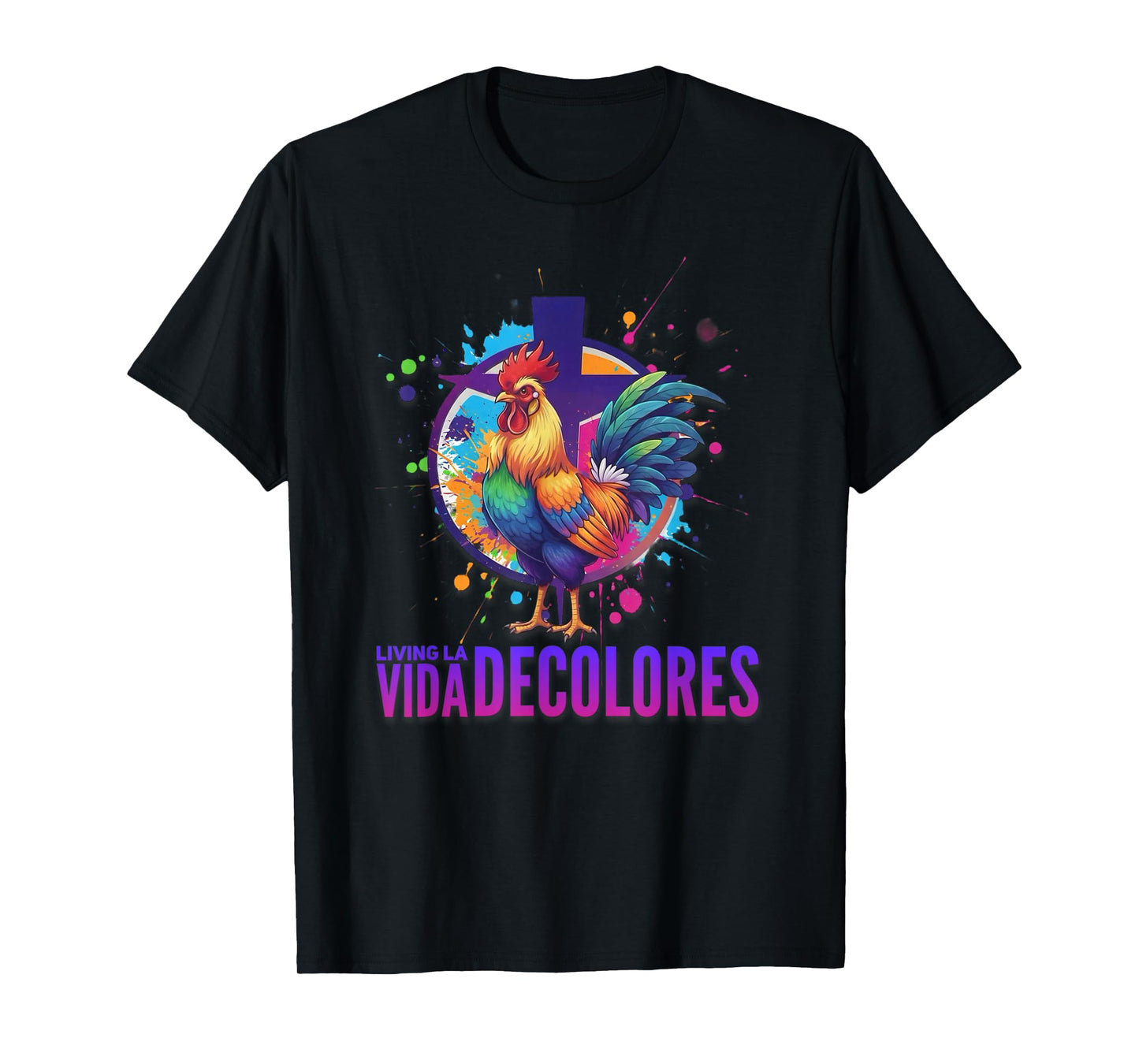 DeColores Cursillo Rainbow Rooster Catholic T-Shirt