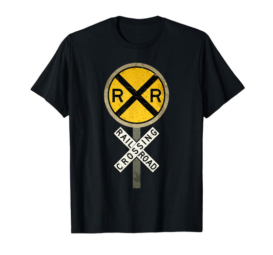 Cool Train Art For Men Women Railroad Crossing Model Train T-Shirt