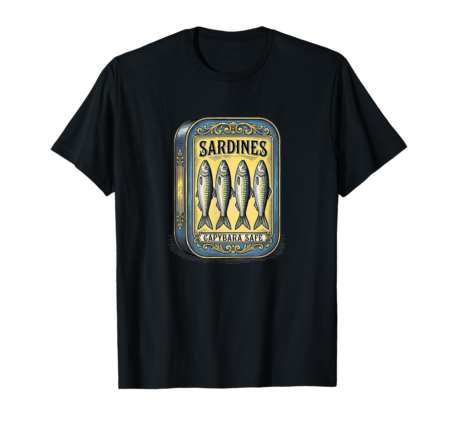Sardines Vintage Retro Canned Fish Parody Fun Capybara Safe T-Shirt