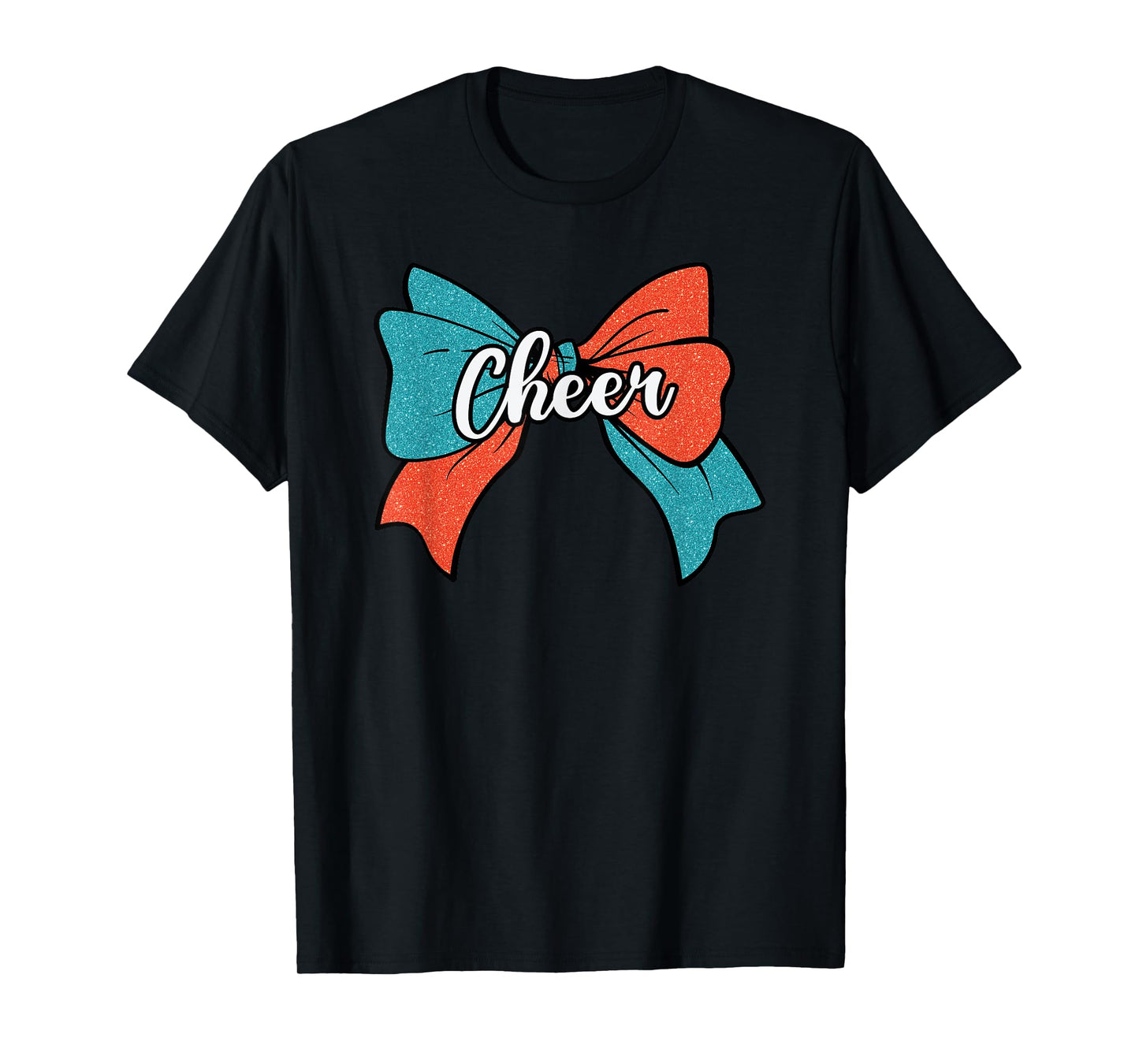 Cheer Coquette Bow Teal Blue Orange Cheerleader Cheerleading T-Shirt