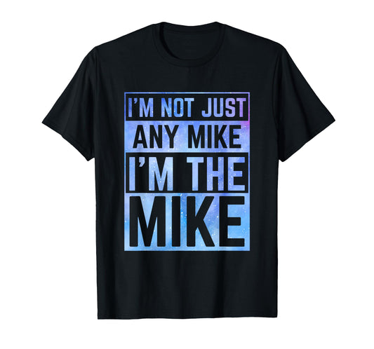 Personalized Gifts For Mike Unisex-Adults, Unisex-Kids Black Medium Modern Mock Collar Short Sleeve T-Shirt