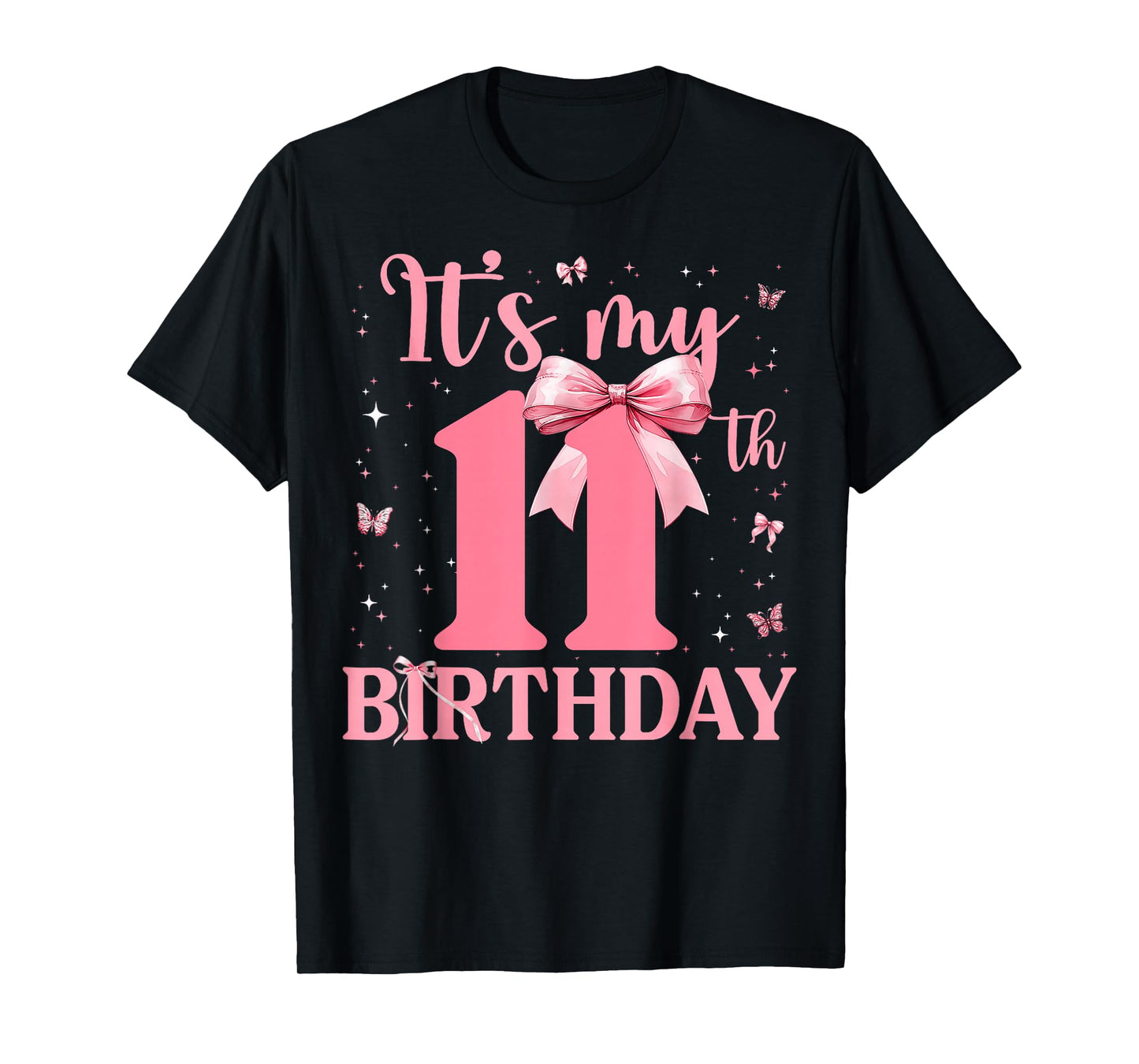 It's My 11th Birthday Aesthetic Pink Bow Coquette Birthday T-Shirt