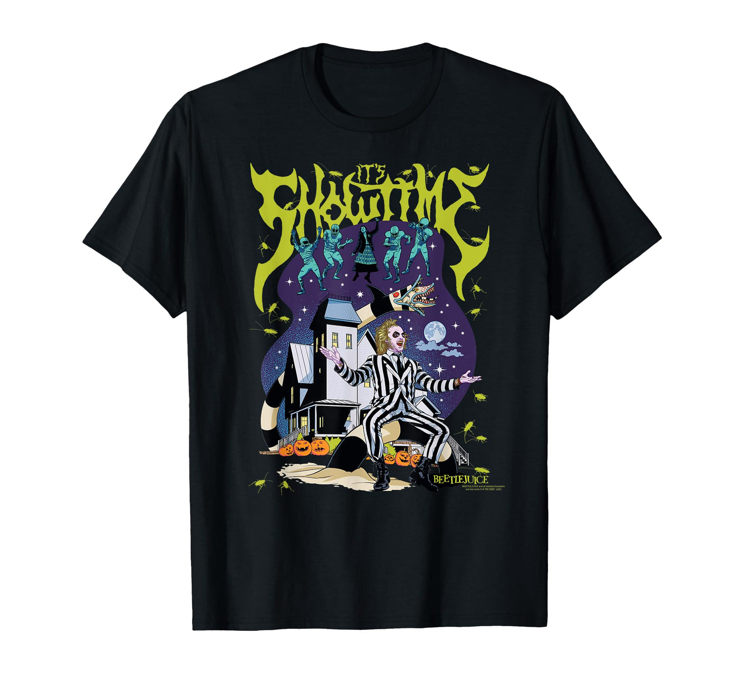 Beetlejuice It's Showtime Colorful Collage Retro Movie T-Shirt
