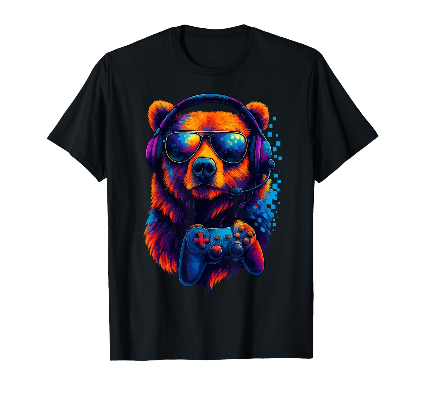 Gaming Bear with Headset and Controller Colorful Gamer Bear T-Shirt