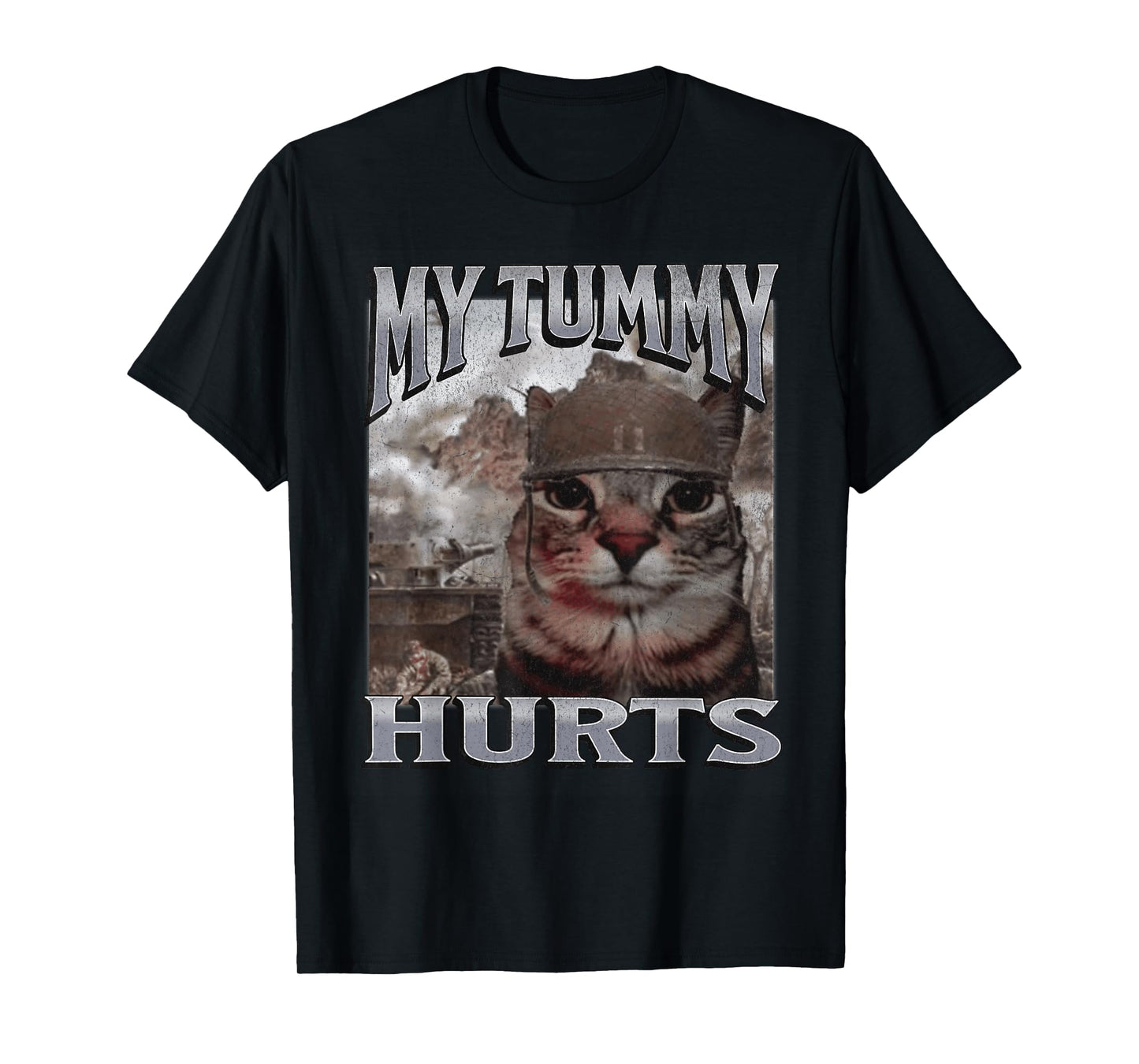My Tummy Hurts Funny Cat Meme Bootleg Graphic T-Shirt