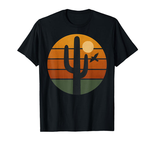 Vintage Sunset Saguaro Cactus Retro Desert T-Shirt