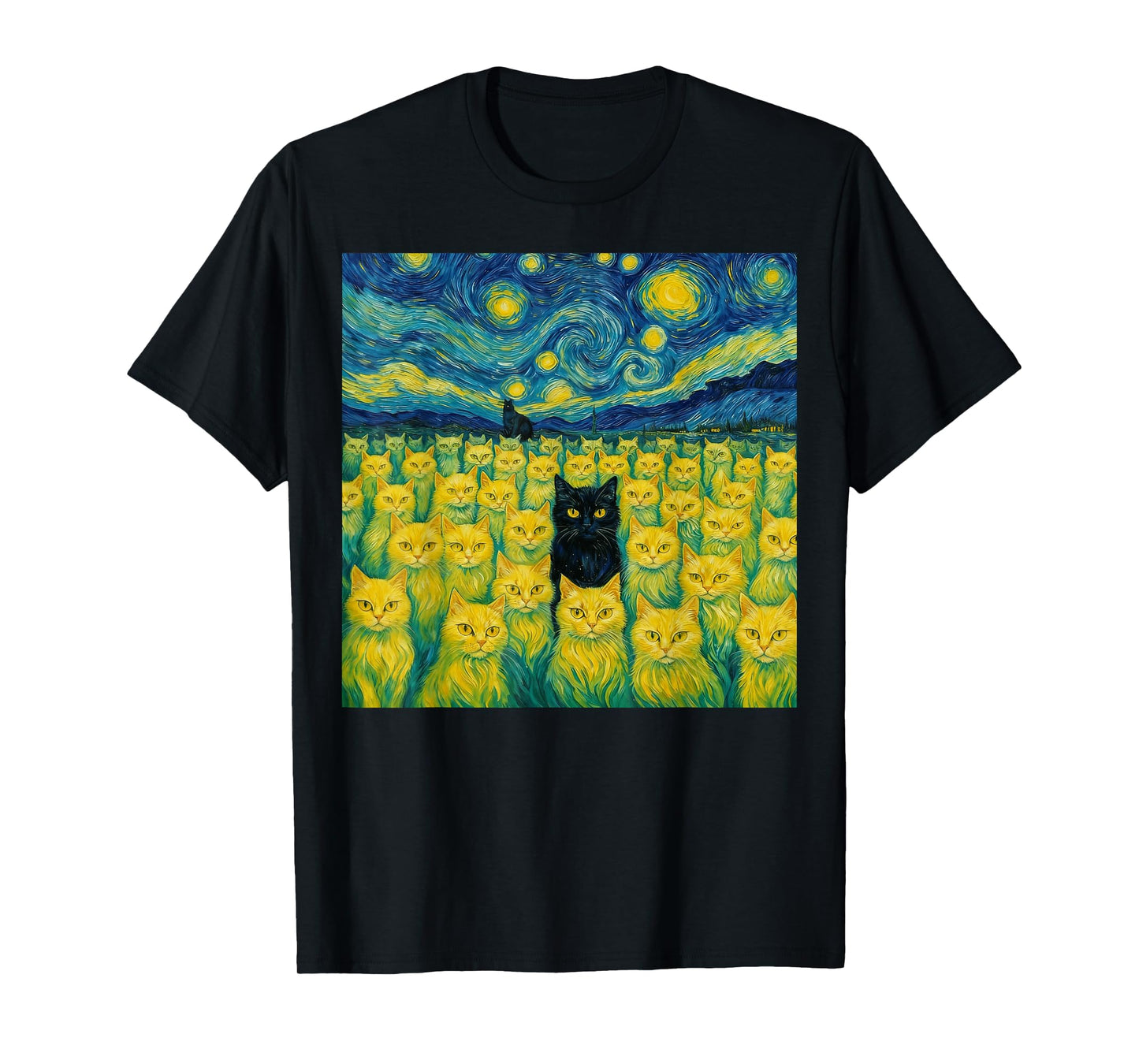 Cats Starry Night Van Gogh Cat for Cat Lover Cat Mom Cat Dad T-Shirt